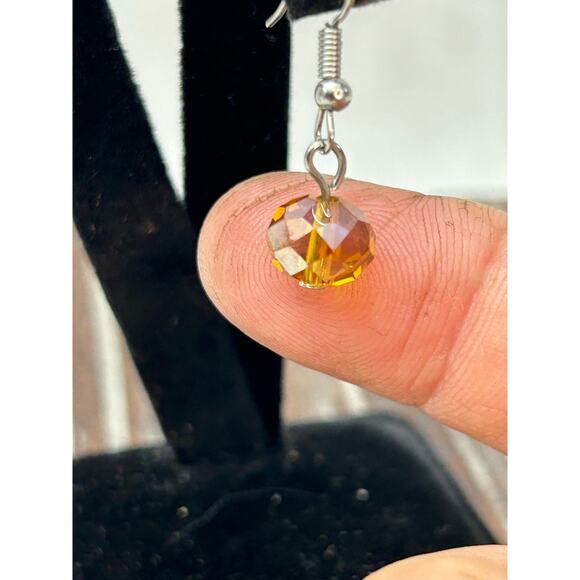 Women's Small Beaded Drop Dangle Earrings Yellow Orange - Picture 2 of 4